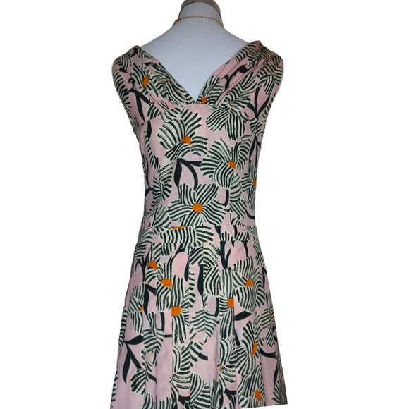 MOSCHINO Pleated Midi‎ Dress Small Cottage Core Fairy Romantic Floral Pink Green - Picture 3 of 16